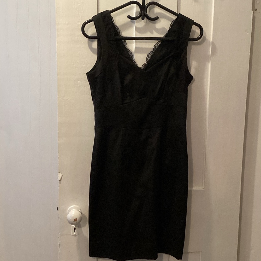 Elegant Black Lace Trim Dress